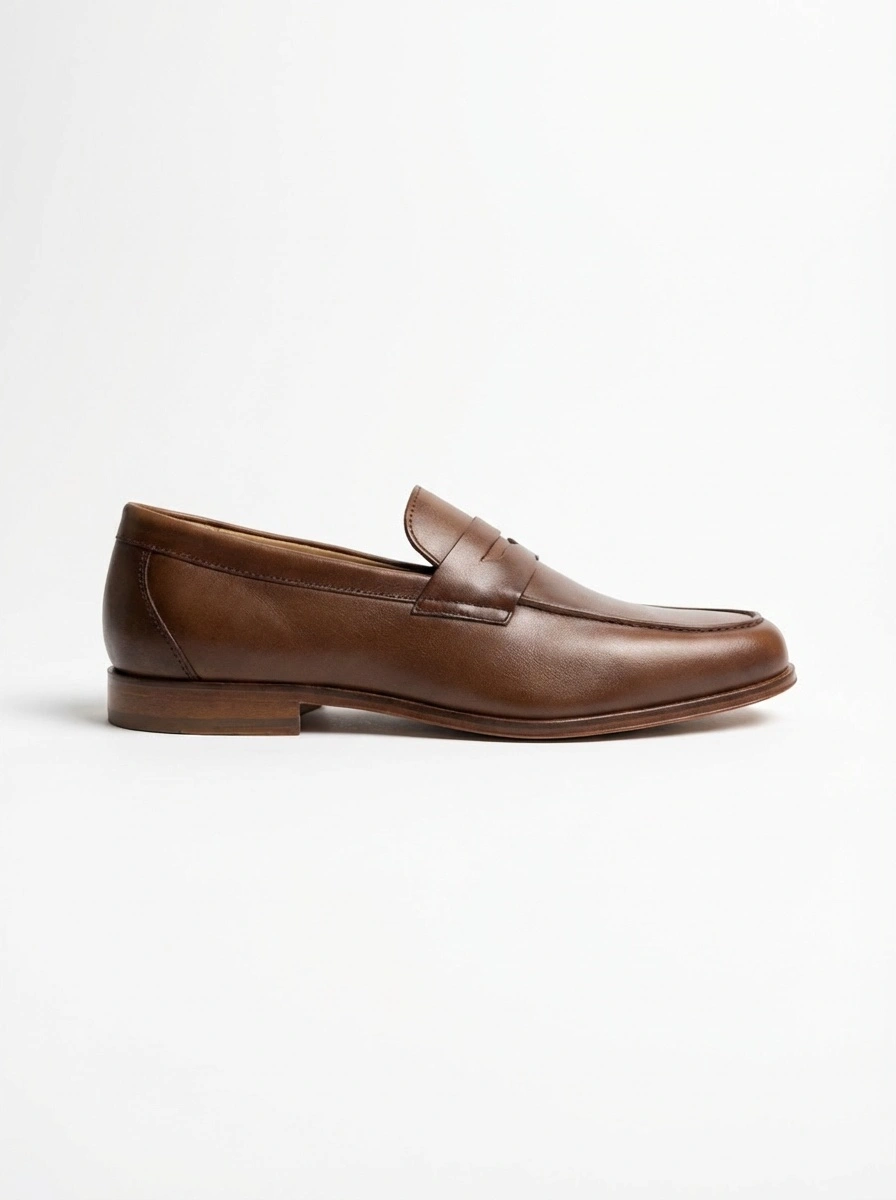 Packshot penny loafer marron vue laterale