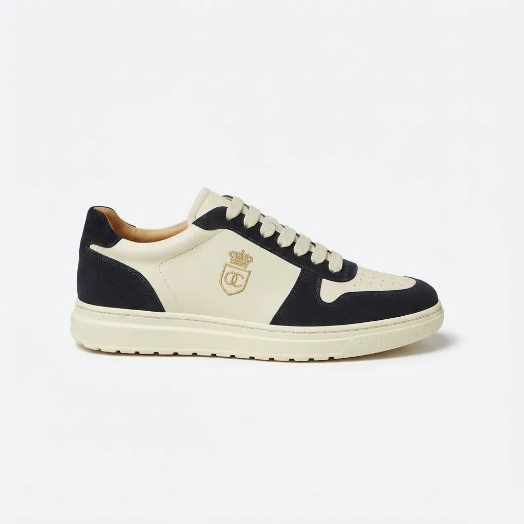 Packshot sneakers noir blanc vue laterale